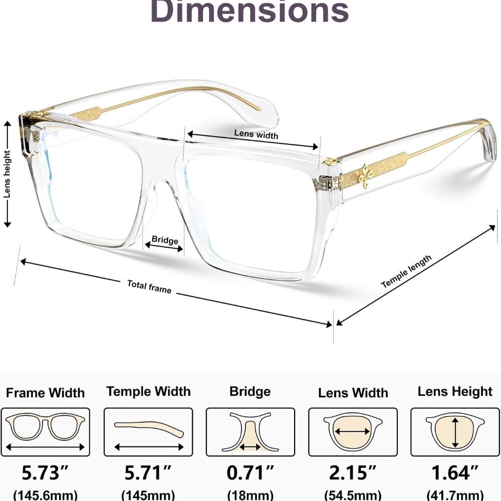 Square Full Rim Gold Light Blocking Glasses - Picture 4 of 6